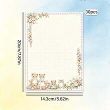 1 Set, 30 Sheets Cute Cat Themed Letter Paper, Cat Print Letter Paper, Kawaii Letter Paper - Rectangle - View 7