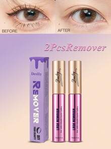 Desliy Eyelash Glue Remover 5/4/3/2/1pcs, Cairan Penghapus Lem Bulu Mata Berbasis Minyak yang Lembut dan Cepat Larut, Cocok untuk Pemula Ekstensi Bulu Mata DIY, Cocok untuk Semua Jenis Kulit, Kemasan Kotak Kertas Hadiah, Cocok untuk Diberikan kepada Teman - Lilac Purple - View 4