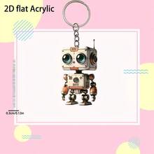 New Acrylic 2D Flat "Big Eyes" Robot Keychain - Creative Christmas Decoration And Holiday Keychain - Multicolor - View 3