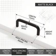Fanruier 8pcs Modern Minimalist Style Handles, Suitable For Cabinets, Drawers, Wardrobes, Shoe Cabinets, Furniture Hardware Zinc Alloy Handles - K-Black - View 12