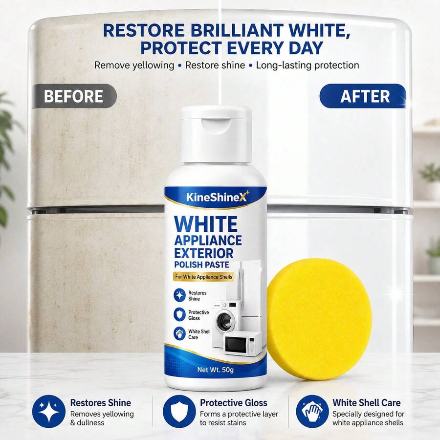Appliance Shell Polishing Paste, Yellowing Removal, Brightening, Repair And Protection, Suitable For Refrigerator, Washing Machine, White Appliances, Home Users, Appliance Renovation, White Appliance Shell Polishing And Maintenance Paste - Appliance Restoration Cream - View 1