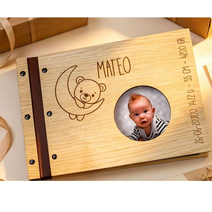 Nordic Style Wooden Memorial Photo Album Growth Picture Frame - 1PC - View 1