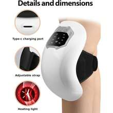 Wireless Heated Knee Massager, Relieves Joint Stiffness And Discomfort, 3-Level Heating And Vibration Function, LED Touch Control, Features Heating Function, 3 Vibration Modes, 3 Heating Levels, Equipped With LED Screen And Adjustable Strap, Perfect Gift For Adults, Mothers, Women And Men - Multicolor - View 8