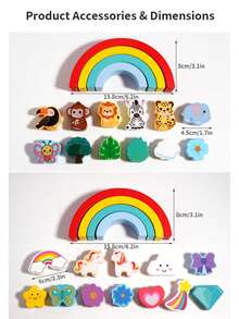 Rainbow Stacking Balance Blocks, Durable And Anti-Drop, Parent-Child Battle Game For Fine Motor Skills Development - Multicolor - View 11
