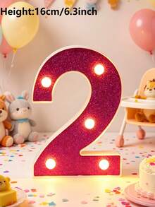 1pc 16cm Purple LED Letter Light, Alphanumeric Night Light, Battery Powered LED Light, Light‑Up Number Sign For Anniversary, Birthday Party Decoration, Wedding Background Decoration, Christmas And Halloween Party Home Bedroom Night Light. - Purple - View 12