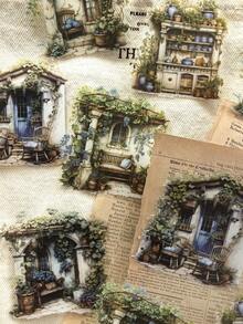 1 Pack 10pcs Vintage Desk Corner Decorative PET Collage Stickers - Multicolor - View 4