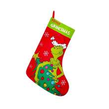 The Grinch The Christmas Stocking Set, Cartoon Printed Xmas Gift Socks, Fireplace Hanging Ornament, Holiday Party Home Decoration, Gift Bag For Candy Present - View 13
