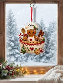 1pc Personalized Custom Name Gingerbread Chef Christmas Ornament, Custom Text Print, Cute Baking Themed Hanging Pendant, Christmas Holiday Gift For Family Friends, For Christmas Tree Home Party Decoration - Multicolor - View 5