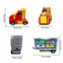 Mainan Truk Pengangkut Kontainer Inertia untuk Anak-Anak dengan Kabin Penyimpanan, Termasuk Mobil Balap Mini Paduan Logam, Model Kendaraan Angkut Barang Simulasi, Mainan Interaktif Orang Tua-Anak untuk Anak Laki-laki, Hadiah Ulang Tahun dan Liburan yang Ideal - MultiWarna - View 8