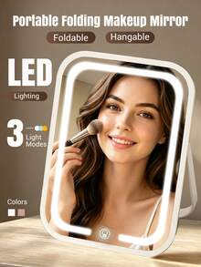 SEAGO Foldable LED Makeup Mirror, 500mAh Rechargeable Battery, Touch Control Vanity Mirror, Multi-Function 3 Lighting Modes, Suitable For Desktop, Wall-Mount And Compact Storage, Portable Travel Mirror, Perfect For Daily Makeup - Multicolor - View 3