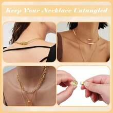 1/2/4pcs Copper Material Women's Necklace Layered Clasp 14K Gold/Silver Anti-Tangle Safety Jewelry Lock Converter Chain Extender, Perfect For Women's Daily Wear, Jewelry Making Material, Charming - Multicolor - View 3