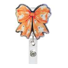 1pc Christmas Retractable Badge Reel, Bow Stethoscope Pattern Retractable Card Holder Clip, Suitable For Nurses, Doctors, Teachers, Back To School, Halloween, Christmas - A - View 4