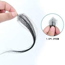 Unisex Front Hairline Bangs & Sideburns Hair Piece, Invisible Bald Spot Cover Hair Patch For Men - Black - View 7