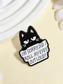 1pc Black Cat Enamel Brooch With Humorous Slogan, Cartoon Kitten Metal Pin, Suitable For Backpack, Jacket, Clothing Decoration - Multicolor - View 5