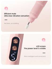 1 Set Rechargeable Nail Drill, Includes 11 Grinding Heads, Electric Nail Pen With Display Screen, Type-C Interface, 300mAh Battery Capacity, 5-Speed Variable, Suitable For Removing Dead Skin, Calluses, Nail Trimming, Nail Removal, Nail Polishing - Multicolor - View 7