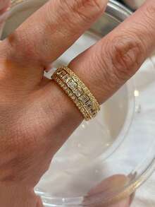 Fashionable Layered Heavy-Weight Gold Open-Work Set-Diamond Ring - Gold - View 9