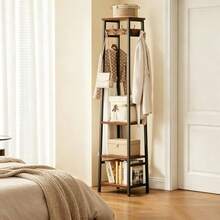 Coat Rack Freestanding With And 7 Hooks - Rustic Brown and Black - View 4