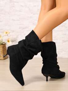Women's French Style Versatile Ankle Boots, New Autumn/Winter Chunky Heel Back Zipper Fashion Ankle Boots, Size Runs Large, Recommend Choosing One Size Down - Black - View 5