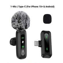 HITOZON Professional Wireless Lavalier Lapel Microphone, Plug-And-Play Omnidirectional Condenser Clip-On Mic, Noise Reduction, Receiver Powers & Charges Phone, Auto Pairing, For Live Streaming, Vlogging, Podcasting, Interviews, Video Recording - Black - View 13