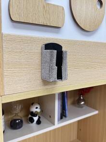 1pc Remote Control Holder (Diamond Style), Wall-Mounted Phone Holder And Storage Rack, Bedroom Self-Adhesive Storage Box, Plastic Charging Stand And Remote Control Holder, Air Conditioner Remote Control Wall-Mounted Storage Box, Silicone Wall-Mounted Remote Control Holder Organizer, No Drilling, Odorless, Durable TV And Air Conditioner Remote Control Rack - Multicolor - View 3