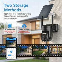 szsinocam 1pc Black 2K Dual Lens Solar Powered PTZ Outdoor Camera, 2.4G WiFi, 6000mAh Battery, Dual View Monitoring, Rotatable, Two-Way Audio, PIR Motion Alert, Full Color Night Vision, IP66 Wireless Camera - Black - View 8
