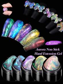 LILY'CUTE 5 Pcs Aurora Gel Ekstensi Tangan Anti Lengket, 7ml Gel Kuku Keras Ukiran 3D, Gel Kuku Padat Multifungsi untuk Ekstensi Kuku, Pembentukan Bunga & Tempelan Rhinestone, Perlengkapan Manikur Rumahan & Salon - MultiWarna - View 1