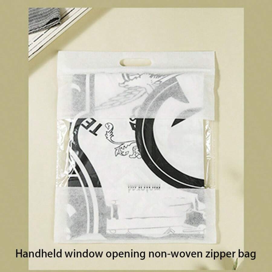 Handheld Window Non-Woven Fabric Zipper Bag, Shoe Storage Bag, Non-Woven Clothing Zipper Packaging Pouch, Clear Transparent Wardrobe Organizer, Durable Lightweight Portable Travel Garment Cover, Foldable Reusable Christmas Gift Storage Case - View 1