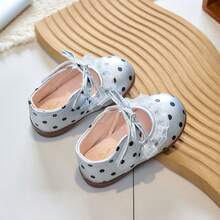 Polka Dot Bow Mary Jane Shoes For Girls, Soft Sole Hook And Loop Casual Sneakers For Toddlers - Silver - View 4