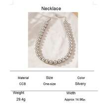 1pc Baroque Style Minimalist Sphere Punk Statement Beaded Necklace For Women - Silver - View 8