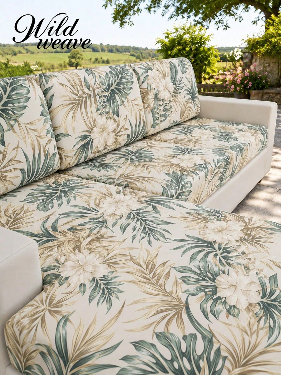 1pc Tropical Rainforest Leaf Pattern High Elasticity Sofa Cover, Polyester Material Full Coverage, Summer Casual, Suitable For Patio, Garden, Poolside, Multiple Occasions, Single Piece Sold Not Set Sofa Protector