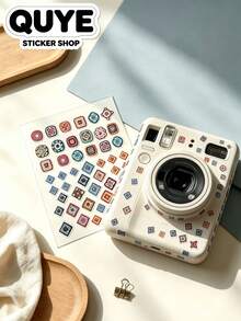 1pc Decorative Sticker, Aesthetic Sticker, Bohemian Geometric Square Pattern, Suitable For Laptop, Phone Case, Camera, Water Bottle, Storage Box, Furniture And Metal Decoration - B - View 1
