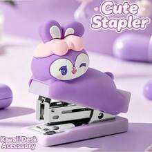 Cute Cartoon Animal Stapler, Mini Portable Small Student Stapler, Soft Rubber 3D Adorable Design, Effortless Operation, Suitable For Student Book Binding, Office Document Organization, Desktop Stationery, Girly Gift Decor - A - View 7