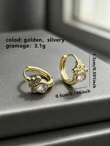 1 Pair Exquisite Fashion Copper Zirconia Geometric Round Cat Paw Hoop Earrings, Cute Fashion Women's Earrings, Dating Gift - Round - View 2