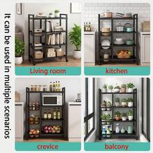 Super life A Kitchen Storage Rack With Wire Baskets-A Multifunctional, Mobile Wire-Basket Storage Unit Featuring A Vertical Design, Suitable For Organizing And Storing Kitchen Vegetables And Utensils. A Great Gift For Christmas Or Halloween. - Black - View 4