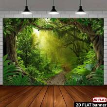 2D Flat Background, 2D Flat Background 2D Flat Background Jungle Forest Photography Backdrop, Tropical Rainforest Natural Landscape Background, Wildlife Zoo Adult Party Decoration Photo Studio Prop, Multi-Functional - A - View 7
