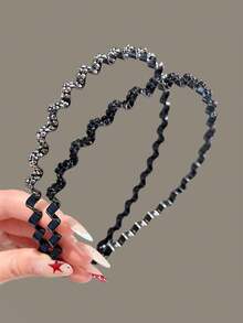 1/2PCS Vintage Metal Rhinestone Wavy Headband, Elegant Luxury High Crown Thin Hair Hoop, Fashionable Versatile Hair Accessory For Women - Multicolor - View 2