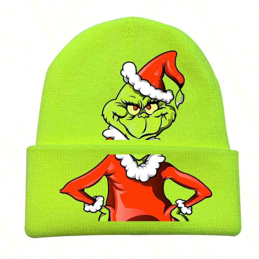 The Grinch New Christmas Green Monster Hat Cosplay Unisex Warm Knitted Beanie Knitted Cap - Multicolor - View 1