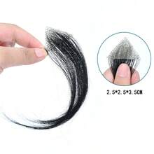 Unisex Front Hairline Bangs & Sideburns Hair Piece, Invisible Bald Spot Cover Hair Patch For Men - Black - View 8