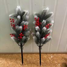 Artificial Realistic Cedar With Red Berries, Spring/Summer Indoor/Outdoor Decoration, Suitable For Easter, Independence Day, Halloween, Christmas, Multi-Holiday, Multi-Scenario, High Foliage Realism, Plump And Bright Berries - Multicolor - View 13