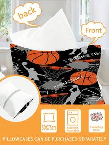 2/3pcs Boys Sports Basketball Bedding Set, Soft & Breathable, All Season, Twin/Full/Queen Size, 100% Polyester, Machine Washable - Multicolor - View 7