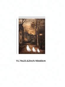 1pc Frameless Vintage Halloween Ghost Rustic Fall Wall Art Dorm Bedroom Apartment Decor Back To School Funky Posters Dorm Essentials - Ghost - View 12