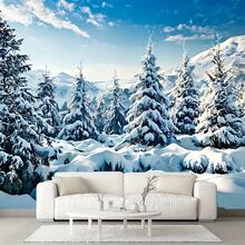 Winter Wonderland Christmas Photography Backdrop, Merry Christmas Banner Polyester Backdrop, Winter Snow Mountain Pattern - Pine Trees And Snowscape, Durable Polyester Fiber, Suitable For Holiday Parties, Photo Shoots And Decoration, Backdrop, Birthday Party, Best Choice For Christmas - 1 - View 5