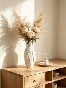 1/2pcs Twisted Petal Hollow Design Vase, Minimalist High-End Artistic Flower Vessel, Multi-Color Options, Desktop Display Decor, Dried Flower Reed Fresh Flower Arrangement Container, Bedroom Living Room Home Decoration - Twisted Petals - View 9