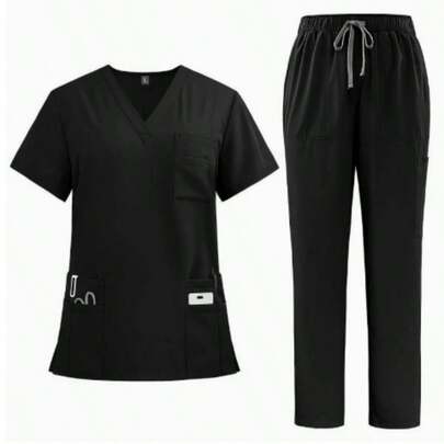 Women Medical Scrubs Uniforms Dentist Comfortable Nursing Suit Top And Pant Short Sleeves Beauty Salon SPA Scrub Workwear Unisex
