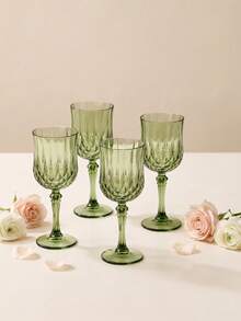 1pc Faceted Drinking Glass Set, Vintage Crystal Style Goblet, Elegant Long Stem Tableware, Suitable For Dining, Party, Wedding And Home - View 1