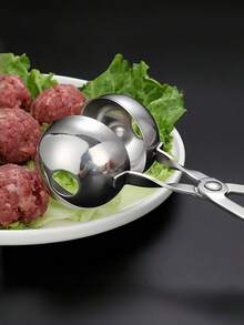 1pc Multifunctional Stainless Steel Meatball Spoon - Household Fish Ball Machine Meatball Squeezer Ice Cream Ball Clip Kitchen Tools Rice Ball Mold - Multicolor - View 8