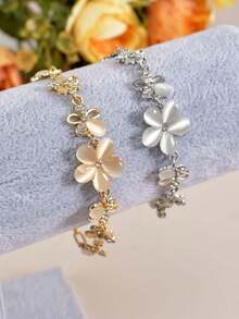 1pc Fashion Floral Stone Bracelet, Sweet & Fresh Flower Hand Accessory, & Exquisite, Suitable For Daily Wear And Gift Giving - Multicolor - View 3