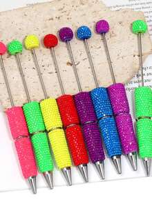 1/3/5/Pcs Random Color Beaded Pens DIY Jewelry Pens, Includes 10pcs Black Refills, Suitable For Women, Students, Teachers And Craft Enthusiasts - Multicolor - View 3