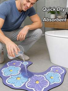U-Shaped Suitable For Bathroom , Toilet Lid Lifter,Quick-Dry Non-Slip Diatomite Floor With Soft Backing & Low-Profile Design, Water Absorbent Shower Mat For Bathtub, Sink, Shower Door - A - View 1