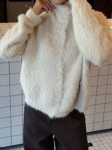 Women's Solid Color Casual Versatile Daily Cardigan - Apricot - View 1